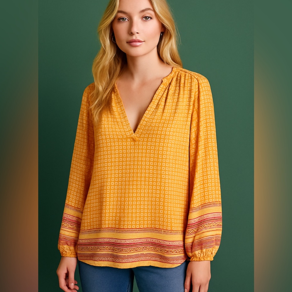 Joie Orange Geometric Blouse